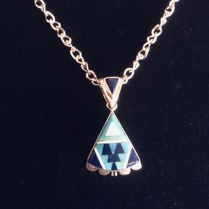 Inlaid Lapis, Turquoise, Opal, & Coral Necklace